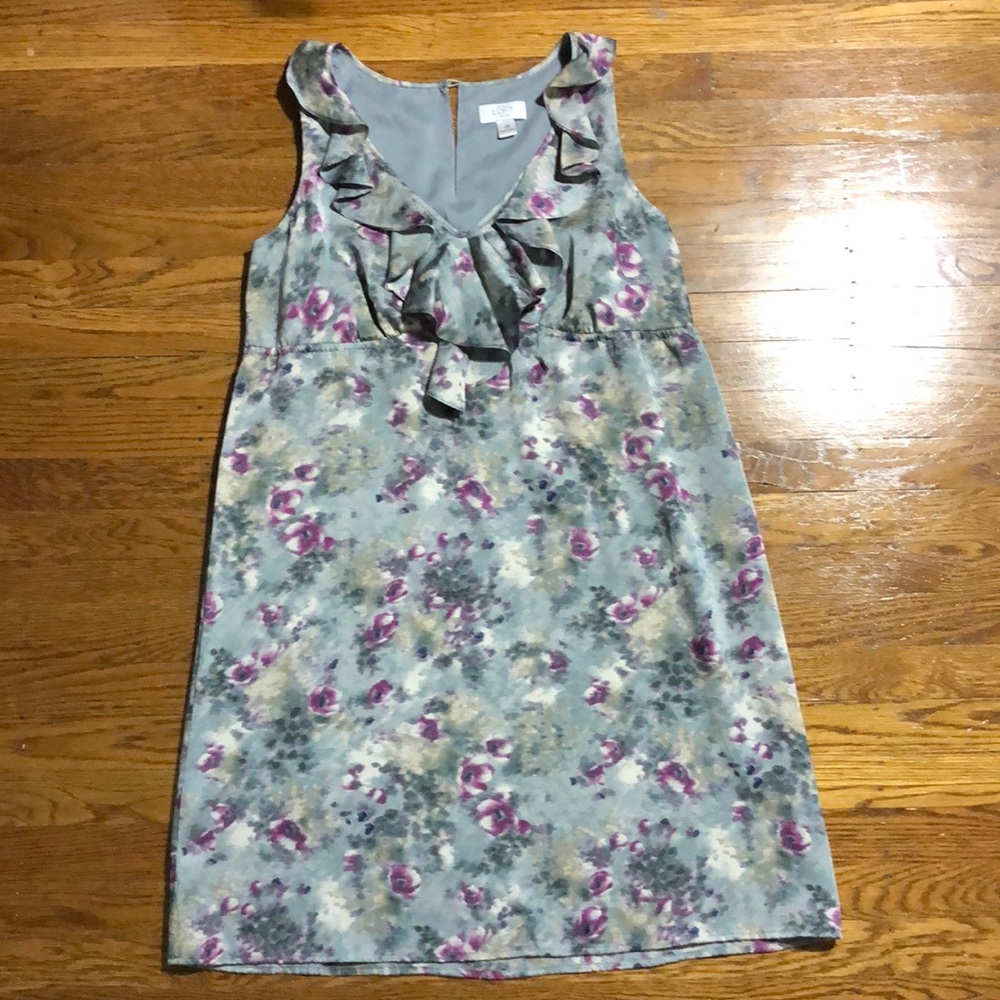 EUC Loft watercolor print dress-12P